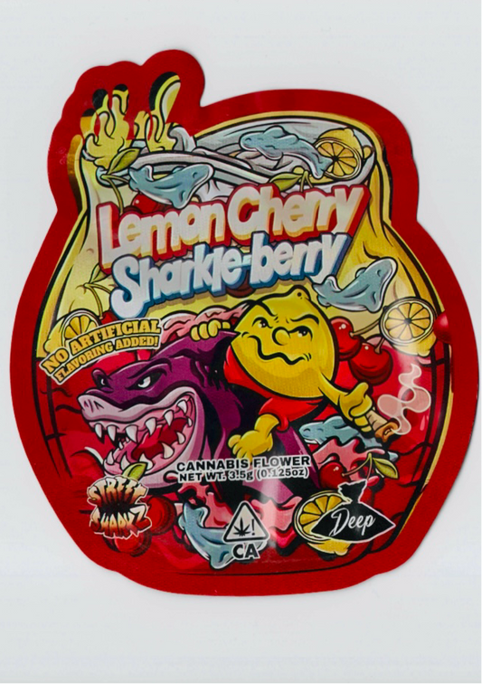 LEMON CHERRY SHARKLE-BERRY MYLAR BAGS   CALI PACKS