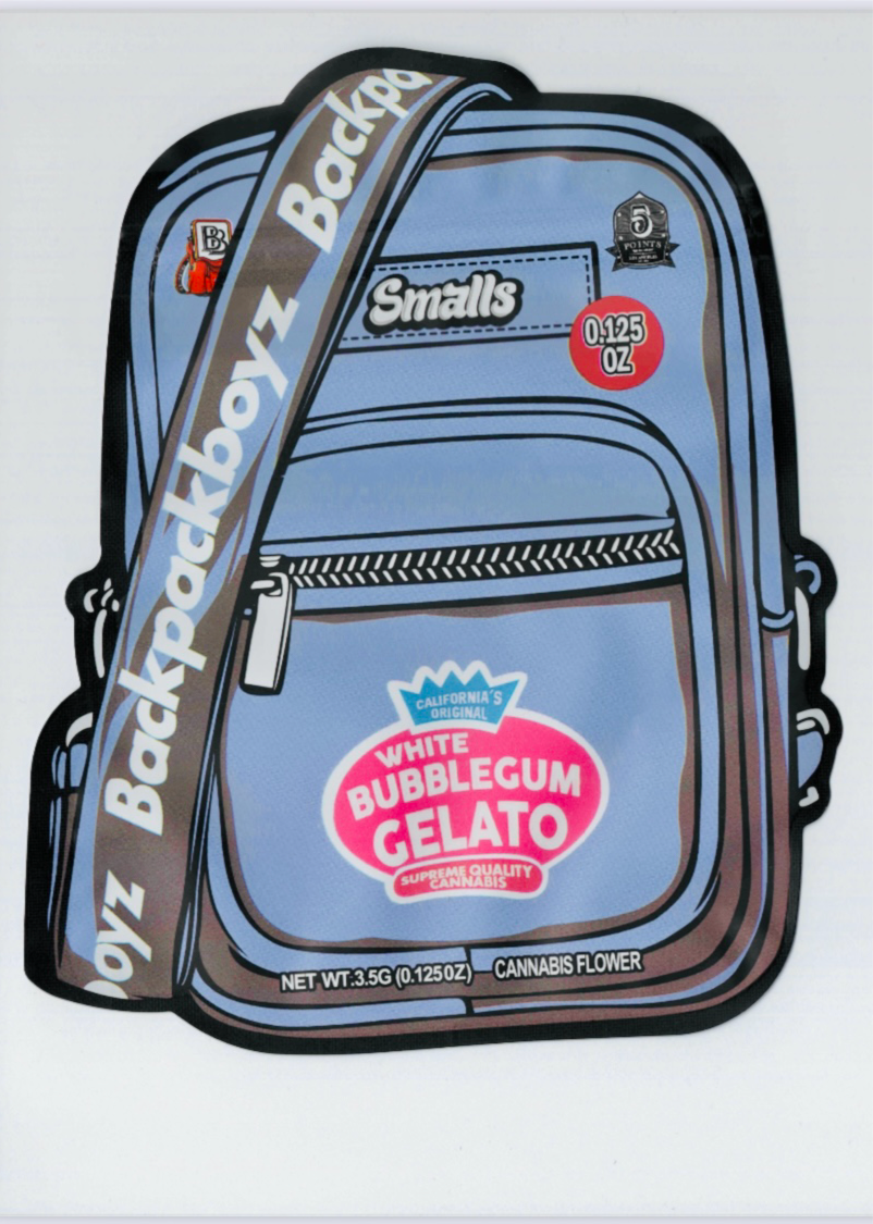 WHITE BUBBLEGUM GELATO BACKPACK BOYZ MYLAR BAGS   CALI PACKS