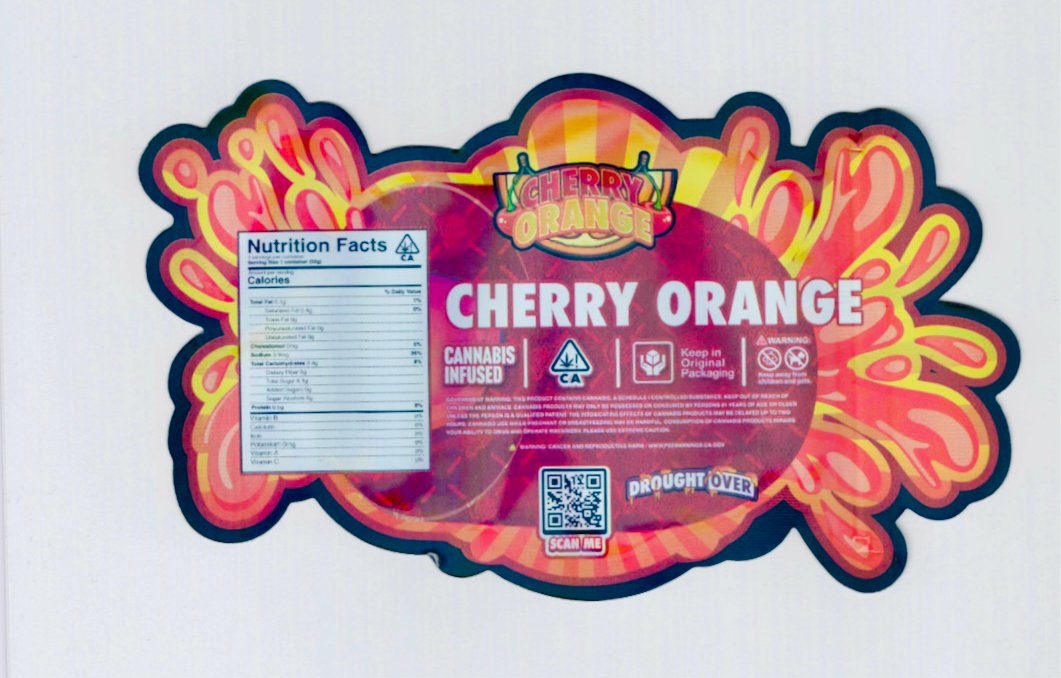 CHERRY ORANGE CALI GUMMIES MYLAR BAG   CALI PACKS