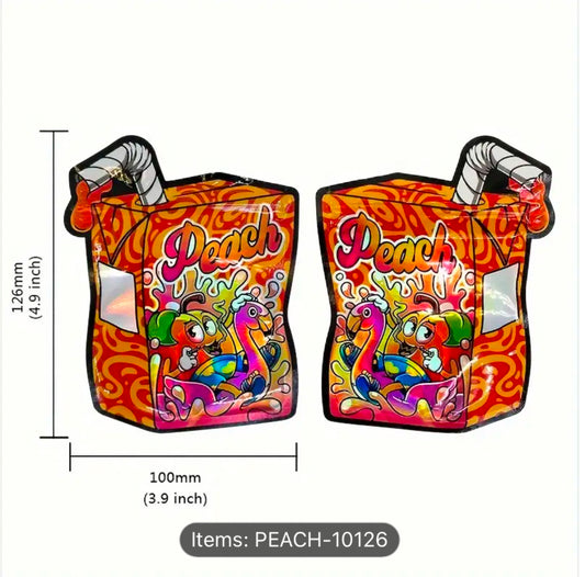 (50 x PEACH CARTON MYLAR BAGS   CALI PACKS