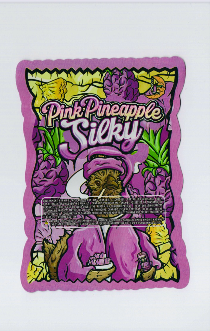 PINK PINEAPPLE SILKY MYLAR BAGS   CALI PACKS